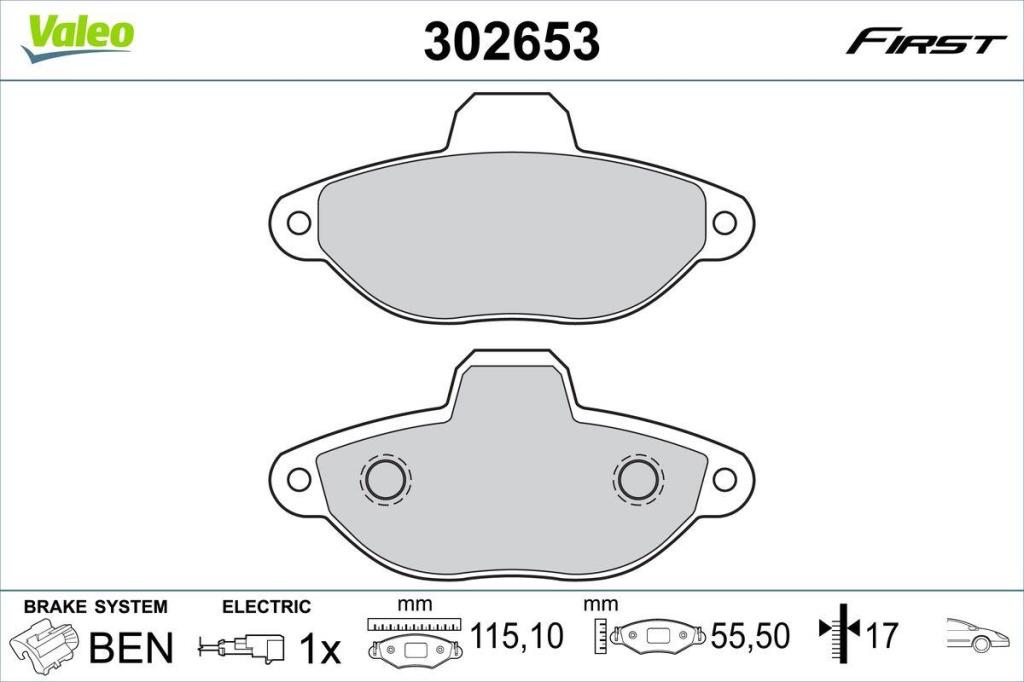 Jogo de 4 pastilhas de travão VALEO ref. 302653
